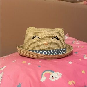 H&M Kids Straw Hat with Bear Ears - Beige and Blue